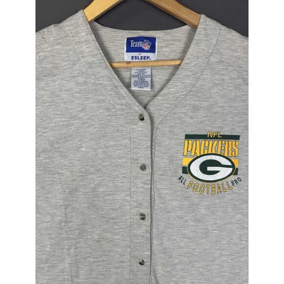 Vintage 90's Green Bay Packers NFL Football Jersey Sleep Grey Large Shirt - Picture 3 of 10